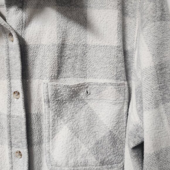 Members Mark Cozy Button Down Shirt Polyester blend XL Winter Grey Plaid - Picture 2 of 8